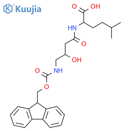 2-4-({(9H-fluoren-9-yl)methoxycarbonyl}amino)-3-hydroxybutanamido-5-methylhexanoic acid structure