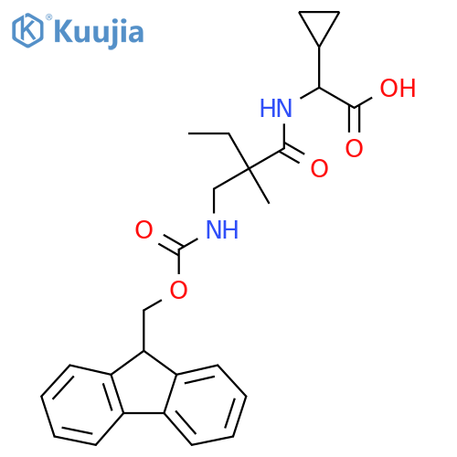 2-cyclopropyl-2-{2-({(9H-fluoren-9-yl)methoxycarbonyl}amino)methyl-2-methylbutanamido}acetic acid structure