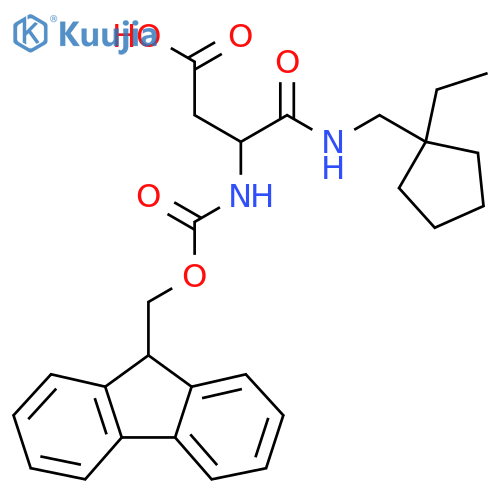 3-{(1-ethylcyclopentyl)methylcarbamoyl}-3-({(9H-fluoren-9-yl)methoxycarbonyl}amino)propanoic acid structure