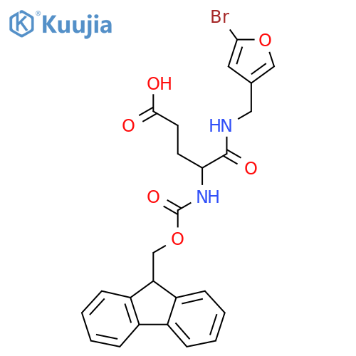 4-{(5-bromofuran-3-yl)methylcarbamoyl}-4-({(9H-fluoren-9-yl)methoxycarbonyl}amino)butanoic acid structure