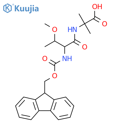 2-2-({(9H-fluoren-9-yl)methoxycarbonyl}amino)-3-methoxybutanamido-2-methylpropanoic acid structure
