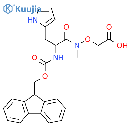 2-{2-({(9H-fluoren-9-yl)methoxycarbonyl}amino)-N-methyl-3-(1H-pyrrol-2-yl)propanamidooxy}acetic acid structure