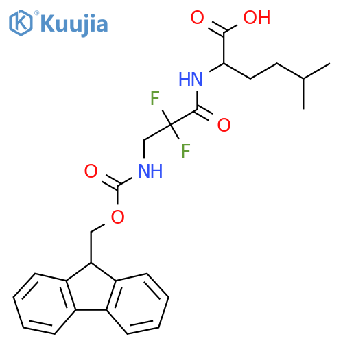 2-3-({(9H-fluoren-9-yl)methoxycarbonyl}amino)-2,2-difluoropropanamido-5-methylhexanoic acid structure