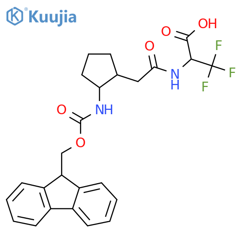 2-{2-2-({(9H-fluoren-9-yl)methoxycarbonyl}amino)cyclopentylacetamido}-3,3,3-trifluoropropanoic acid structure