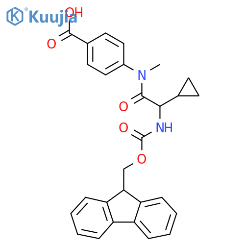 4-2-cyclopropyl-2-({(9H-fluoren-9-yl)methoxycarbonyl}amino)-N-methylacetamidobenzoic acid structure