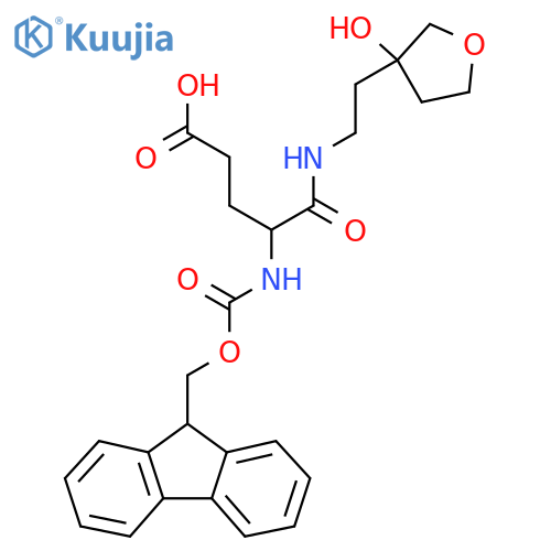 4-({(9H-fluoren-9-yl)methoxycarbonyl}amino)-4-{2-(3-hydroxyoxolan-3-yl)ethylcarbamoyl}butanoic acid structure