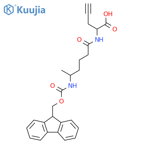 2-[5-({[(9H-fluoren-9-yl)methoxy]carbonyl}amino)hexanamido]pent-4-ynoic acid structure