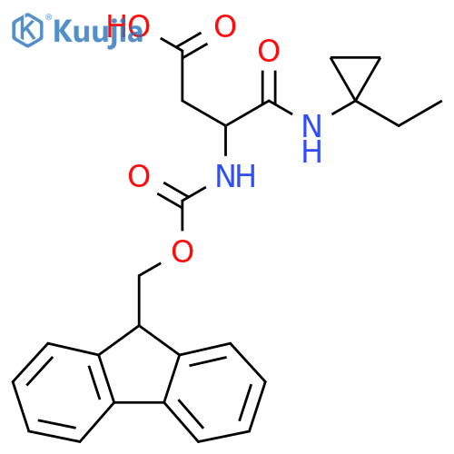 3-(1-ethylcyclopropyl)carbamoyl-3-({(9H-fluoren-9-yl)methoxycarbonyl}amino)propanoic acid structure