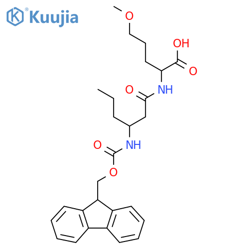 2-3-({(9H-fluoren-9-yl)methoxycarbonyl}amino)hexanamido-5-methoxypentanoic acid structure