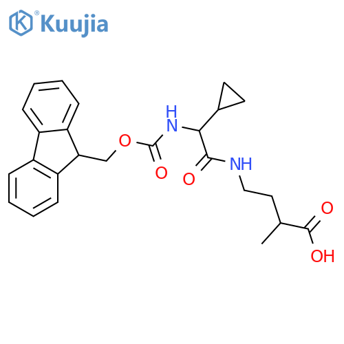 4-2-cyclopropyl-2-({(9H-fluoren-9-yl)methoxycarbonyl}amino)acetamido-2-methylbutanoic acid structure