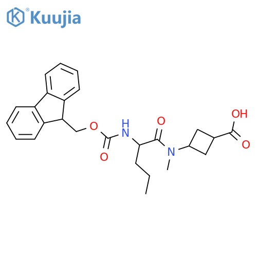 3-2-({(9H-fluoren-9-yl)methoxycarbonyl}amino)-N-methylpentanamidocyclobutane-1-carboxylic acid structure