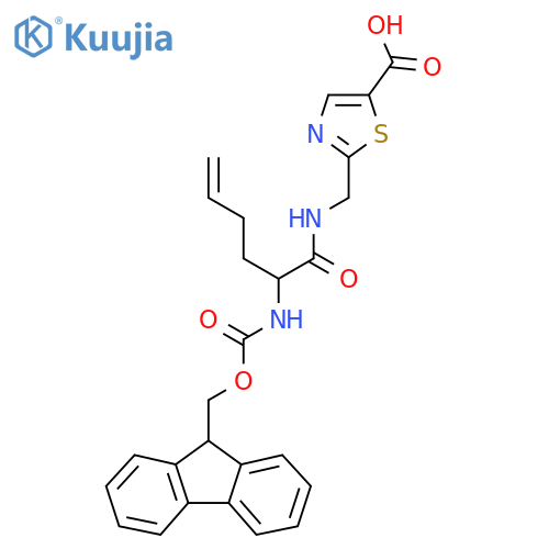 2-{2-({(9H-fluoren-9-yl)methoxycarbonyl}amino)hex-5-enamidomethyl}-1,3-thiazole-5-carboxylic acid structure