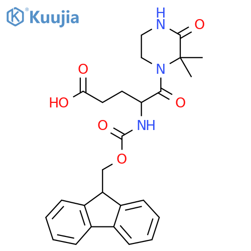 5-(2,2-dimethyl-3-oxopiperazin-1-yl)-4-({(9H-fluoren-9-yl)methoxycarbonyl}amino)-5-oxopentanoic acid structure