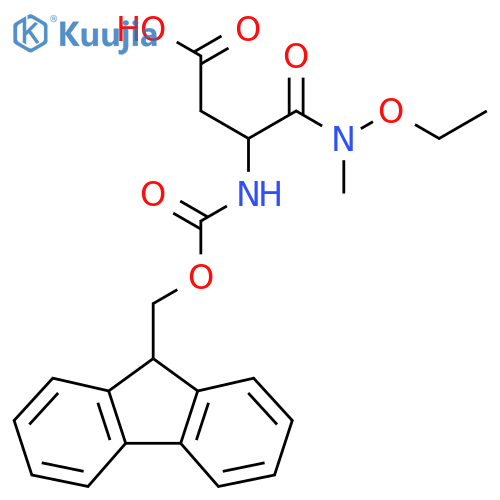 3-ethoxy(methyl)carbamoyl-3-({(9H-fluoren-9-yl)methoxycarbonyl}amino)propanoic acid structure