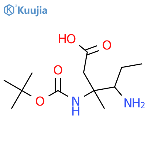 4-amino-3-{(tert-butoxy)carbonylamino}-3-methylhexanoic acid structure