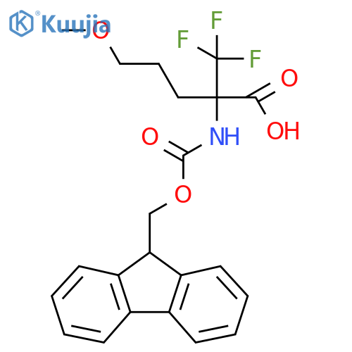 2-({[(9H-fluoren-9-yl)methoxy]carbonyl}amino)-5-methoxy-2-(trifluoromethyl)pentanoic acid structure