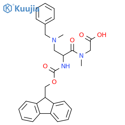 2-{3-benzyl(methyl)amino-2-({(9H-fluoren-9-yl)methoxycarbonyl}amino)-N-methylpropanamido}acetic acid structure