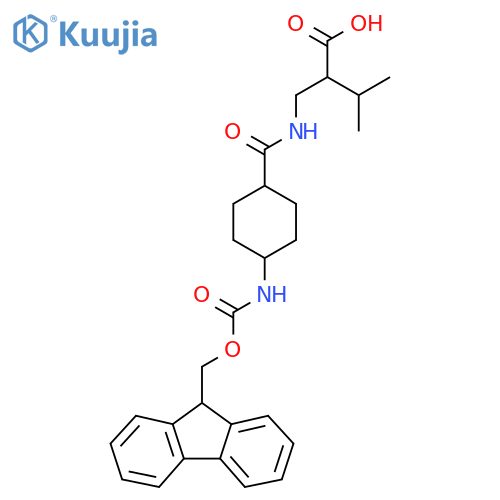 2-({4-({(9H-fluoren-9-yl)methoxycarbonyl}amino)cyclohexylformamido}methyl)-3-methylbutanoic acid structure