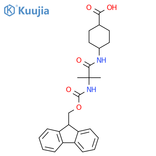 4-2-({(9H-fluoren-9-yl)methoxycarbonyl}amino)-2-methylpropanamidocyclohexane-1-carboxylic acid structure