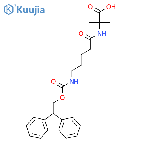 2-5-({(9H-fluoren-9-yl)methoxycarbonyl}amino)pentanamido-2-methylpropanoic acid structure