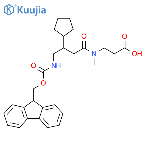 3-3-cyclopentyl-4-({(9H-fluoren-9-yl)methoxycarbonyl}amino)-N-methylbutanamidopropanoic acid structure