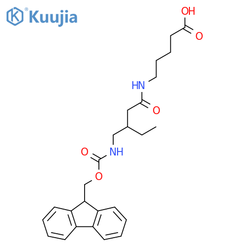 5-{3-({(9H-fluoren-9-yl)methoxycarbonyl}amino)methylpentanamido}pentanoic acid structure