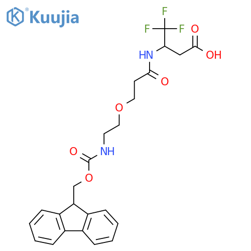 3-{3-2-({(9H-fluoren-9-yl)methoxycarbonyl}amino)ethoxypropanamido}-4,4,4-trifluorobutanoic acid structure
