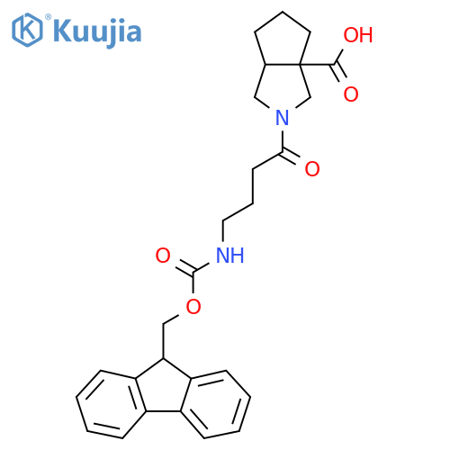 2-4-({(9H-fluoren-9-yl)methoxycarbonyl}amino)butanoyl-octahydrocyclopentacpyrrole-3a-carboxylic acid structure