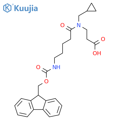 3-N-(cyclopropylmethyl)-5-({(9H-fluoren-9-yl)methoxycarbonyl}amino)pentanamidopropanoic acid structure