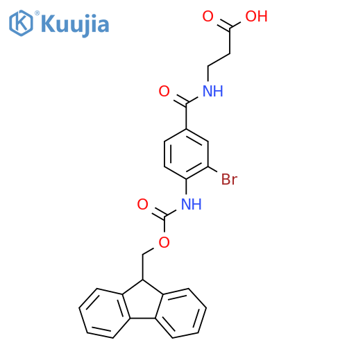 3-{3-bromo-4-({(9H-fluoren-9-yl)methoxycarbonyl}amino)phenylformamido}propanoic acid structure