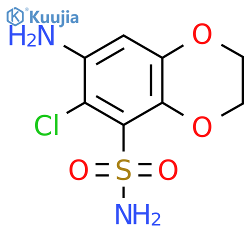 7-amino-6-chloro-2,3-dihydro-1,4-benzodioxine-5-sulfonamide structure