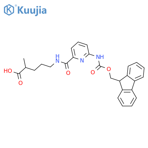 5-{6-({(9H-fluoren-9-yl)methoxycarbonyl}amino)pyridin-2-ylformamido}-2-methylpentanoic acid structure