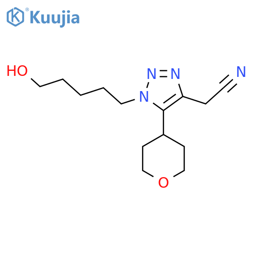 2-1-(5-hydroxypentyl)-5-(oxan-4-yl)-1H-1,2,3-triazol-4-ylacetonitrile structure