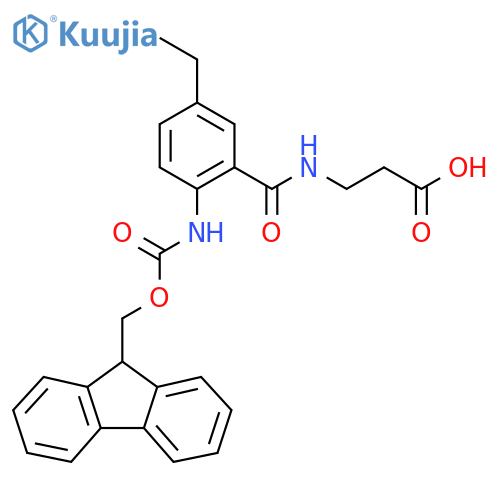 3-{5-ethyl-2-({(9H-fluoren-9-yl)methoxycarbonyl}amino)phenylformamido}propanoic acid structure