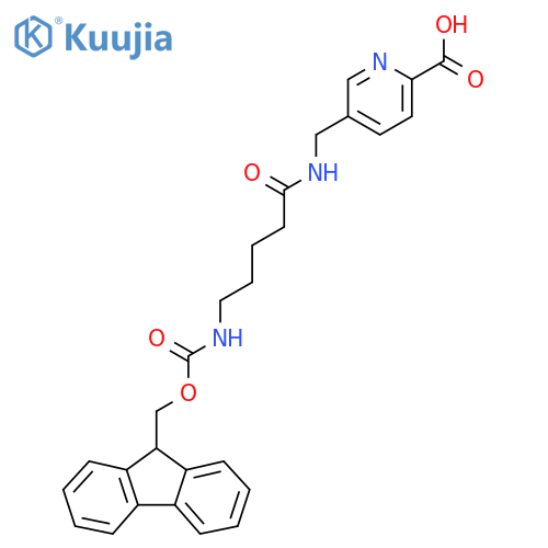 5-{5-({(9H-fluoren-9-yl)methoxycarbonyl}amino)pentanamidomethyl}pyridine-2-carboxylic acid structure