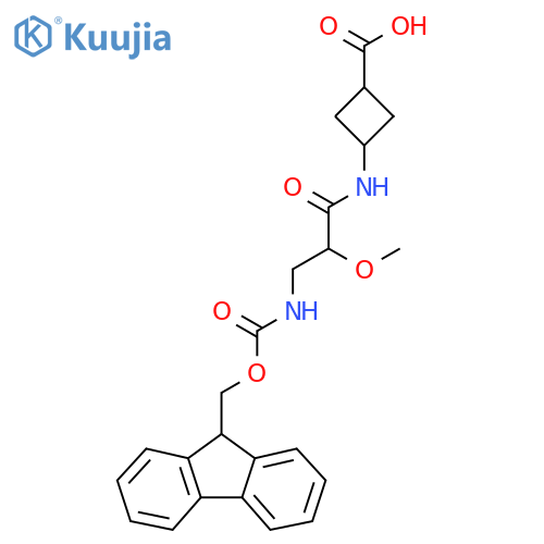 3-3-({(9H-fluoren-9-yl)methoxycarbonyl}amino)-2-methoxypropanamidocyclobutane-1-carboxylic acid structure