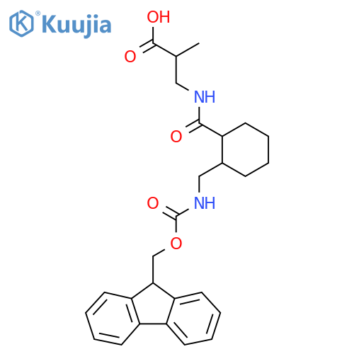3-({2-({(9H-fluoren-9-yl)methoxycarbonyl}amino)methylcyclohexyl}formamido)-2-methylpropanoic acid structure