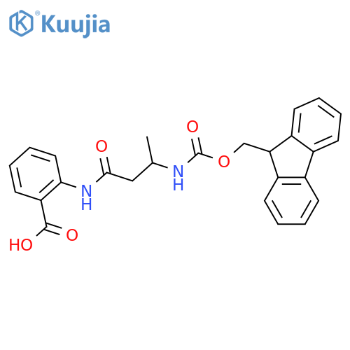 2-3-({(9H-fluoren-9-yl)methoxycarbonyl}amino)butanamidobenzoic acid structure