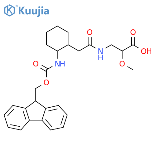3-{2-2-({(9H-fluoren-9-yl)methoxycarbonyl}amino)cyclohexylacetamido}-2-methoxypropanoic acid structure
