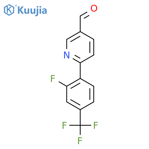 6-2-fluoro-4-(trifluoromethyl)phenylpyridine-3-carbaldehyde structure