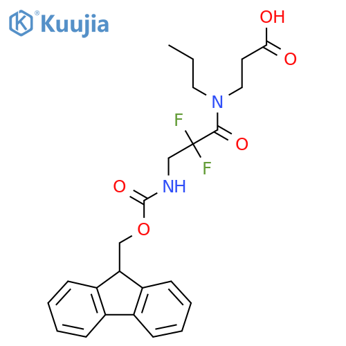 3-3-({(9H-fluoren-9-yl)methoxycarbonyl}amino)-2,2-difluoro-N-propylpropanamidopropanoic acid structure