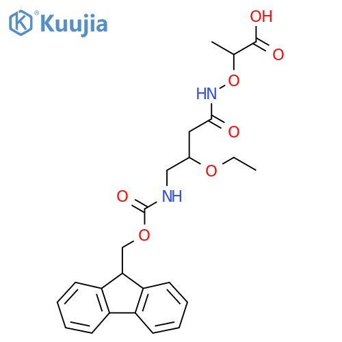 2-{3-ethoxy-4-({(9H-fluoren-9-yl)methoxycarbonyl}amino)butanamidooxy}propanoic acid structure