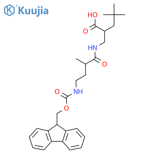 2-{4-({(9H-fluoren-9-yl)methoxycarbonyl}amino)-2-methylbutanamidomethyl}-4,4-dimethylpentanoic acid structure