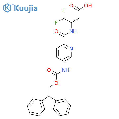 3-{5-({(9H-fluoren-9-yl)methoxycarbonyl}amino)pyridin-2-ylformamido}-4,4-difluorobutanoic acid structure