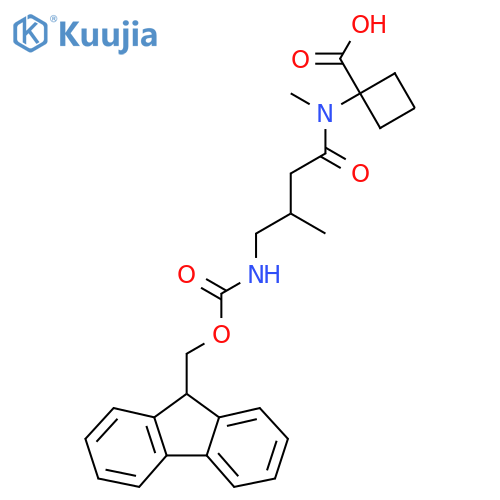 1-4-({(9H-fluoren-9-yl)methoxycarbonyl}amino)-N,3-dimethylbutanamidocyclobutane-1-carboxylic acid structure