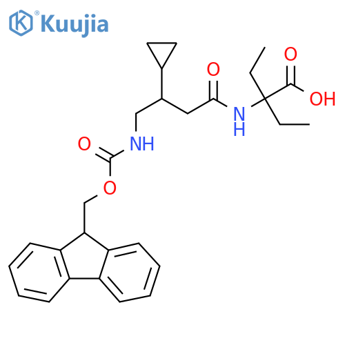2-3-cyclopropyl-4-({(9H-fluoren-9-yl)methoxycarbonyl}amino)butanamido-2-ethylbutanoic acid structure