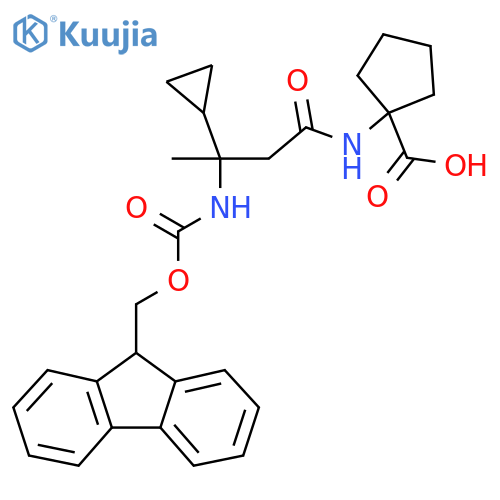 1-3-cyclopropyl-3-({(9H-fluoren-9-yl)methoxycarbonyl}amino)butanamidocyclopentane-1-carboxylic acid structure