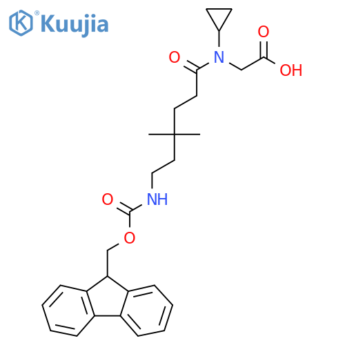 2-[N-cyclopropyl-6-({[(9H-fluoren-9-yl)methoxy]carbonyl}amino)-4,4-dimethylhexanamido]acetic acid structure