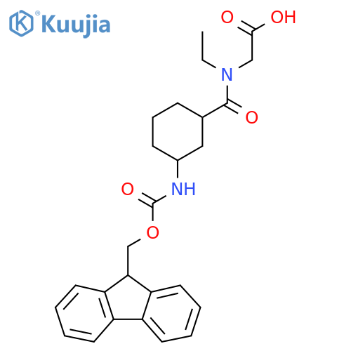 2-{N-ethyl-1-3-({(9H-fluoren-9-yl)methoxycarbonyl}amino)cyclohexylformamido}acetic acid structure