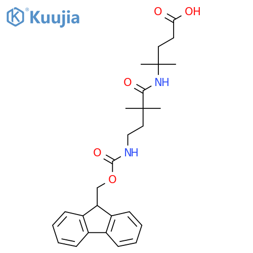 4-4-({(9H-fluoren-9-yl)methoxycarbonyl}amino)-2,2-dimethylbutanamido-4-methylpentanoic acid structure